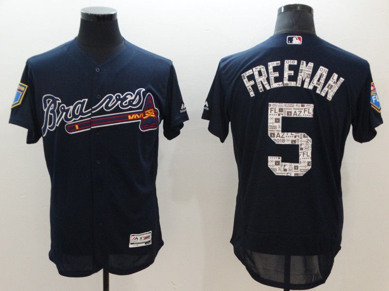 Men Atlanta Braves #5 Freeman Blue Elite Spring Edition MLB Jerseys